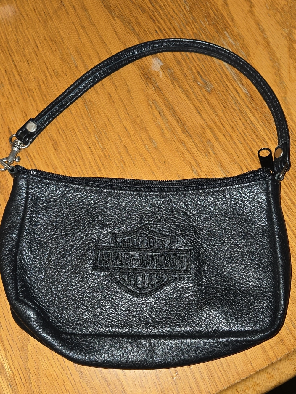 Harley-Davidson Black Embossed Leather Wristlet